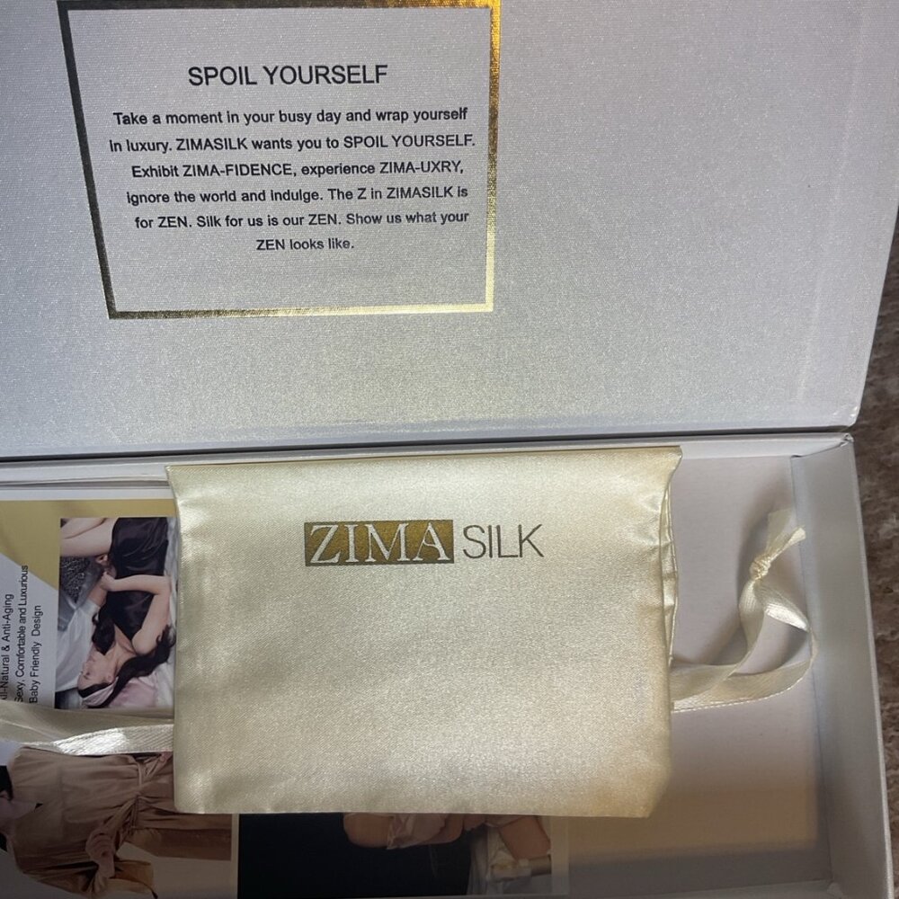 ZIMASILK Silk Sleep Mask Luxury Eye Mask Set w/ Box & Pouch Gray - Picture 7 of 7